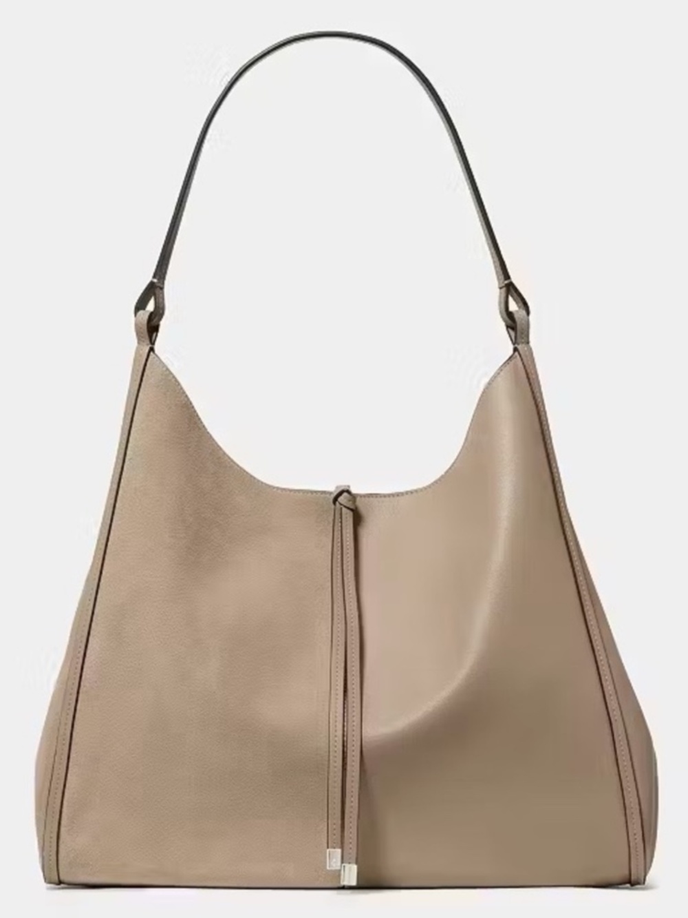 Kate Spade Reese Suede Large Shoulder Bag Timeless Taupe Multi